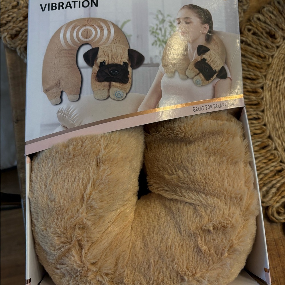 New Plush Pug Neck Pillow with Vibration